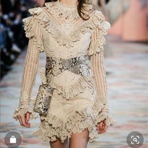 Beige Long Sleeve Lace Mini adress